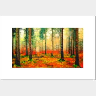 Light in the autumn woods Posters and Art